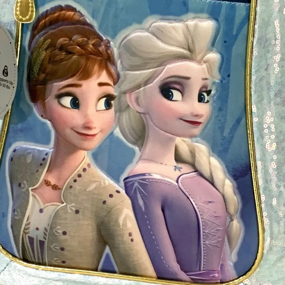 Disney Frozen II Backpack  Anna & Elsa Blue Sparkle School Laptop Bookbag Kids